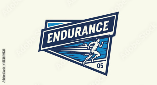 Dynamic running athlete logo symbolizing strength speed and endurance in sports fitness