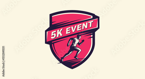 dynamic emblem of a runner symbolizing an energetic 5k event race competition