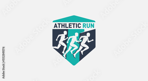 Dynamic athletic running logo with multiple runners in motion emphasizing speed and endurance