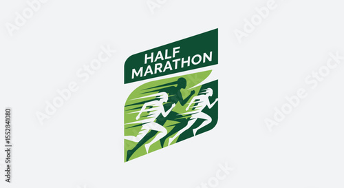 dynamic stylized graphic illustration of runners competing in a half marathon race event