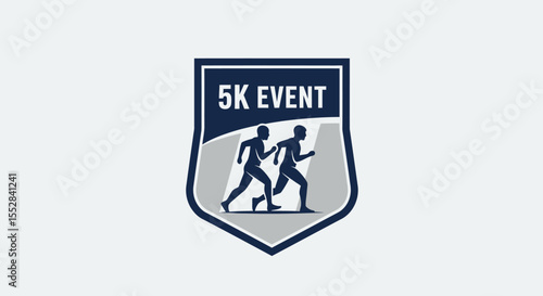 badge design with runners silhouette for a 5k running event promoting health and fitness