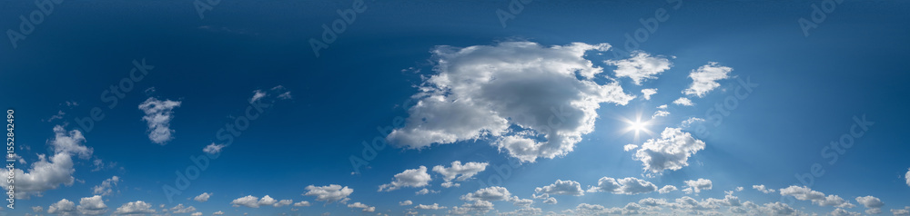 Seamless cloudy blue sky hdri panorama 360 degrees angle view with zenith and beautiful clouds for use in 3d graphics or game development as sky dome or edit drone shot Seamless cloudy blue sky hdri panorama 360 degrees angle view with zenith and beautiful clouds for use in 3d graphics or game development as sky dome or edit drone shot