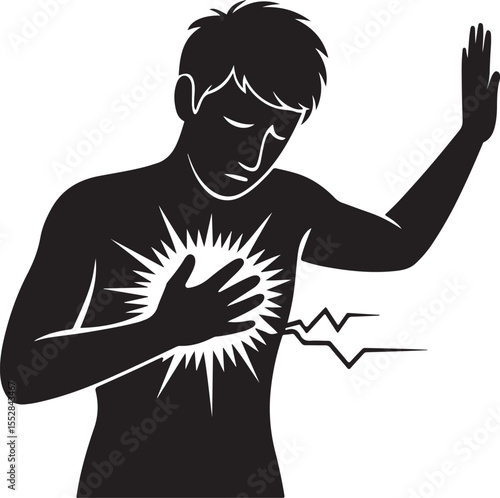 Man Experiencing Chest Pain Heart Attack Angina Pectoris Medical Condition Vector