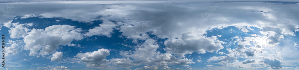Blue sky panorama with Cirrus clouds in Seamless spherical equirectangular format. Full zenith for use in 3D graphics, game and editing aerial drone 360 degree panoramas for sky replacement. Blue sky panorama with Cirrus clouds in Seamless spherical equirectangular format. Full zenith for use in 3D graphics, game and editing aerial drone 360 degree panoramas for sky replacement.