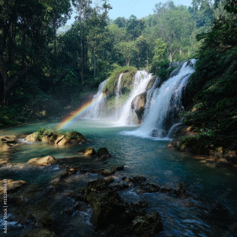 Fototapeta premium Waterfall adventure thailand hdr nature photography scenic view
