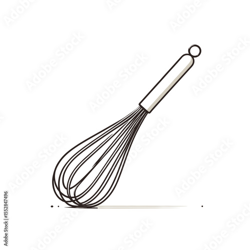 Wire whisk illustration in minimal black and white style