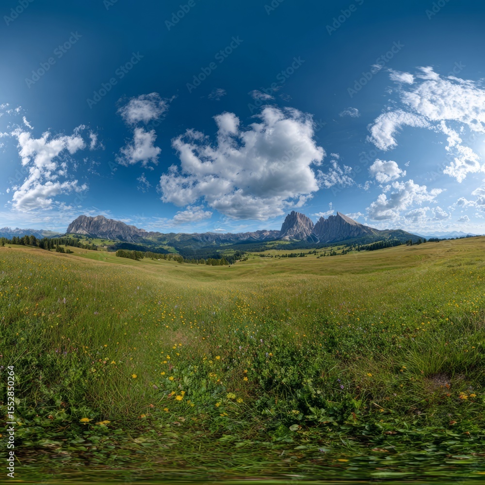 Fototapeta premium Breathtaking hdr landscape view of rolling hills dolomites nature