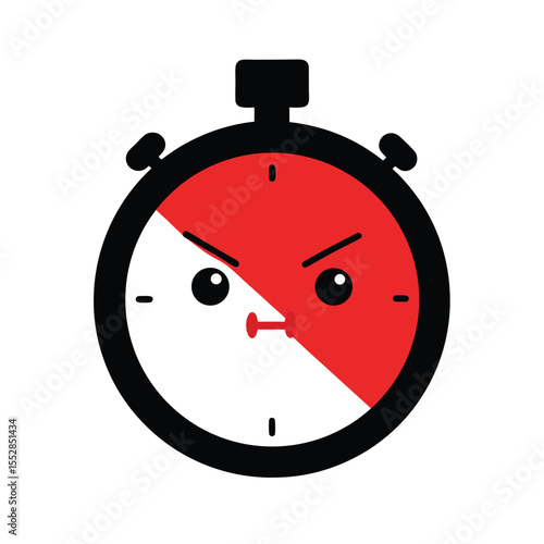 Stopwatch Character with Determined Face Icon
