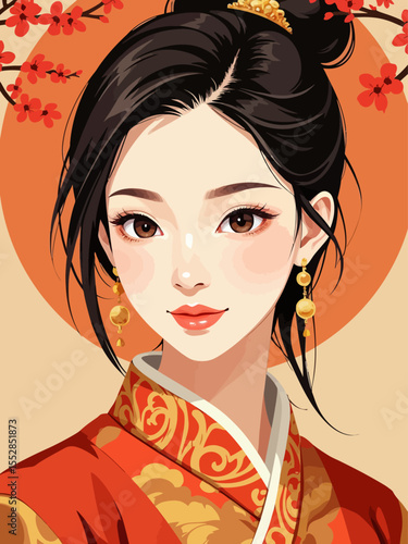 15h a very stylized face of a Chinese woman