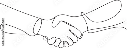 Continuous Line Art Handshake Vector Illustration on a Clear Background