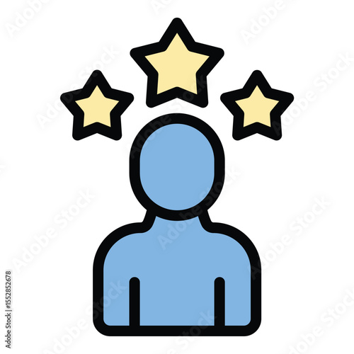 Influencer icon flat line style illustration representing social media presence and digital influence, suitable for marketing, branding, and online content creation projects