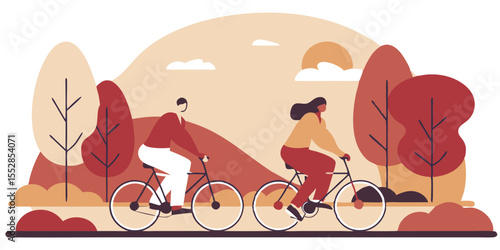 A couple cycling on a scenic trail by the water, sharing healthy outdoor recreation in nature.