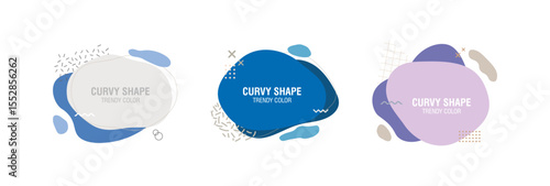 Fluid liquid forms design, collection of latest style curve shape design, dynamic abstract amoeba shape design with flat style in vector.