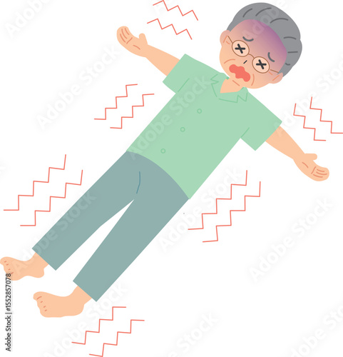 痙攣する眼鏡の中年男性


