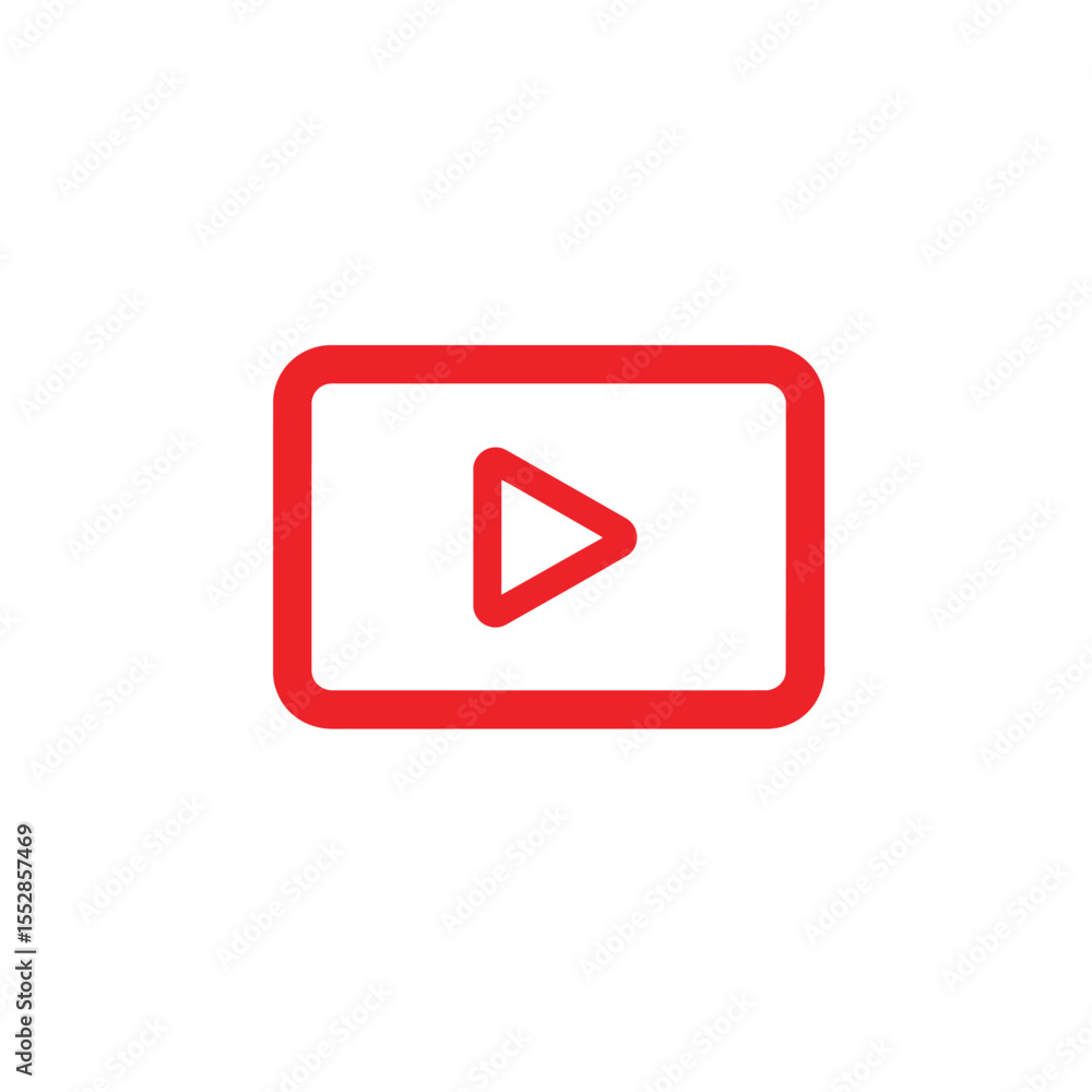 Red Play Video Icon on White Background Red Play Video Icon on White Background