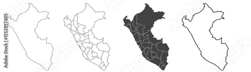Peru map – vector illustration of regions and political borders