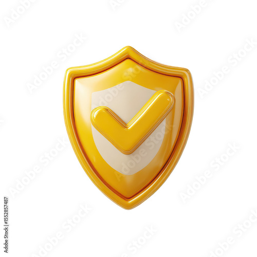 3D yellow shield with a white checkmark