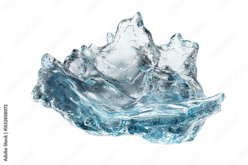 Fototapeta premium Glistening clear water splash frozen in time, showcasing intricate crystal formations with stunning clarity and detail, capturing the essence of nature's beauty and artistry