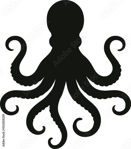 Stylized Octopus Silhouette Vector - Artistic Marine Design