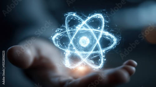 Wallpaper Mural Glow of an atomic symbol in a hand during a nighttime science demonstration Torontodigital.ca