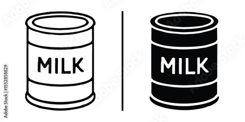 Milk Can Illustration: A minimalist illustration of two milk cans side by side, one in black and white, emphasizing simplicity and dairy product.