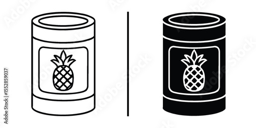 Canned Pineapple: A pair of artistic illustrations showcasing a classic can of delicious pineapple, emphasizing both the simplicity and nutritional aspect of this tropical delight.