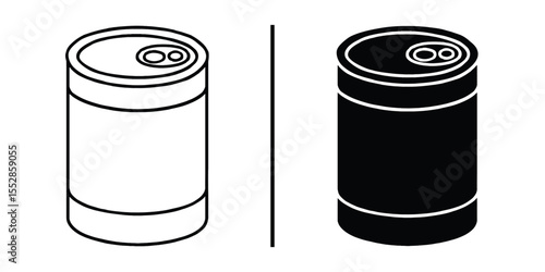 Contrasting Cans: A minimalist depiction of two metallic cans, presented in stark contrast. The left one, clean and bright, while the right mirrors its form but in a shadowy, monochrome hue.