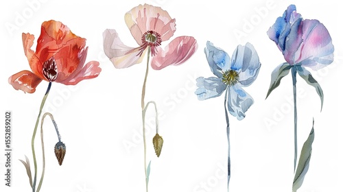 Watercolor Hand Drawn Flowers – a delicate and artistic floral illustration. The hand-drawn watercolor flowers create a soft, charming, and creative botanical scene.