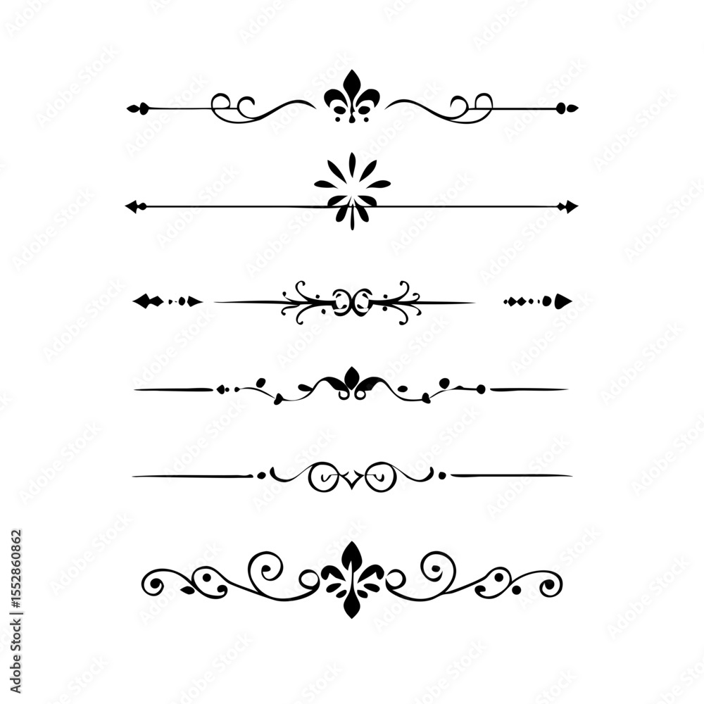Vector dividers calligraphic line element.Set of Black Hand Drawn Rustic Doodle Design Elements. Decorative Floral Swirls, Scrolls, Text Frames, Dividers. Vintage Vector Illustration.
Vector dividers calligraphic line element.Set of Black Hand Drawn Rustic Doodle Design Elements. Decorative Floral Swirls, Scrolls, Text Frames, Dividers. Vintage Vector Illustration.