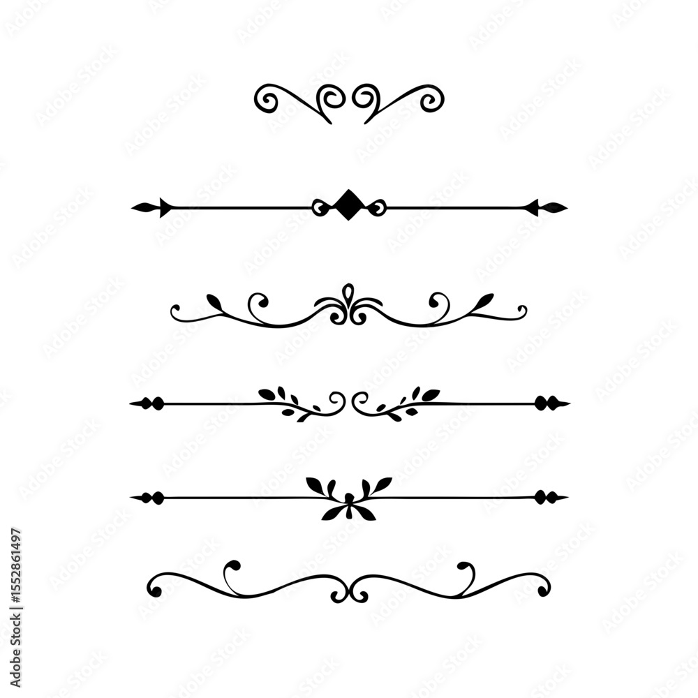 Vector dividers calligraphic line element.Set of Black Hand Drawn Rustic Doodle Design Elements. Decorative Floral Swirls, Scrolls, Text Frames, Dividers. Vintage Vector Illustration.
Vector dividers calligraphic line element.Set of Black Hand Drawn Rustic Doodle Design Elements. Decorative Floral Swirls, Scrolls, Text Frames, Dividers. Vintage Vector Illustration.