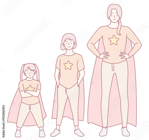 An engaging illustration of a superhero family that effectively showcases their strength and unity in a vibrant design