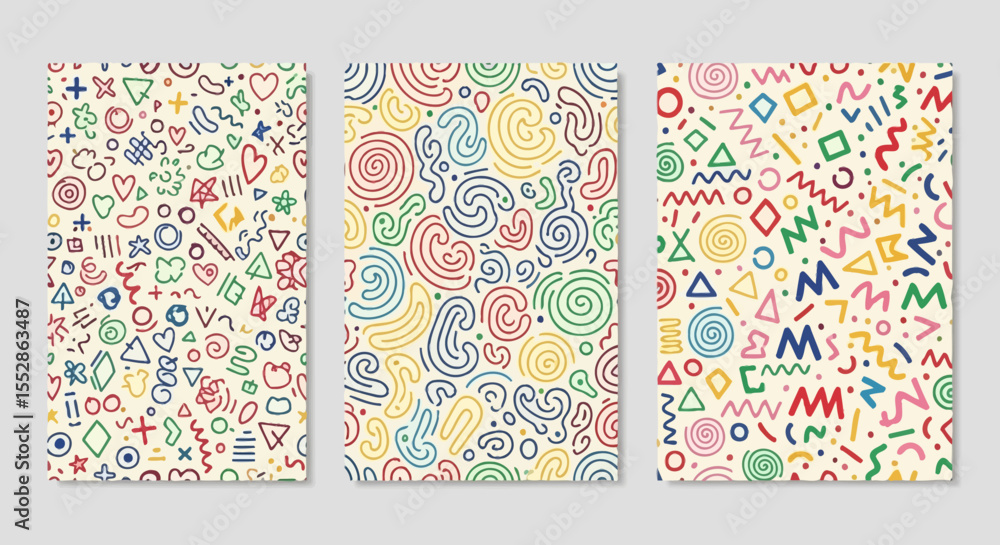 Fototapeta premium Colorful Abstract Geometric Patterns Seamless Vector Textures for Design Projects