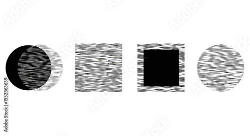 Abstract Geometric Shapes Grayscale Texture Design Elements