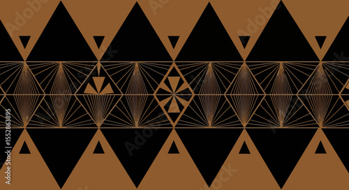 Geometric Abstract Art Brown and Black Triangle Pattern Design