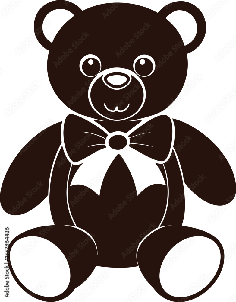 Naklejka premium Cute Teddy Bear Vector Illustration with Bow Tie on White Background