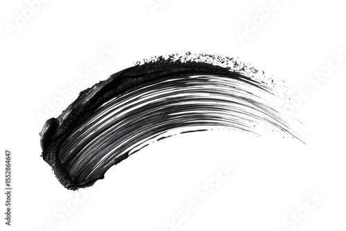 Makeup brush stroke of mascara isolated on white background showcasing a sleek application technique for dramatic eye enhancement