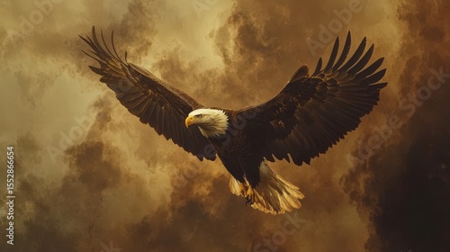 Wallpaper Mural A Majestic Bald Eagle Soars Through The Cloudy Sky Torontodigital.ca