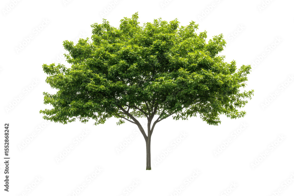 Isolated green tree with lush foliage on a gentle grassy mound against a clean white background, symbolizing nature's beauty and tranquility in an outdoor setting Isolated green tree with lush foliage on a gentle grassy mound against a clean white background, symbolizing nature's beauty and tranquility in an outdoor setting