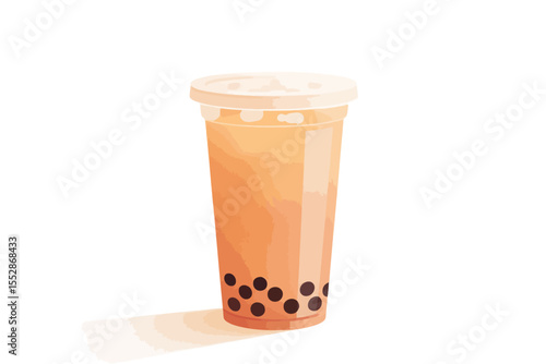  bubble tea with tapioca in a plastic cup