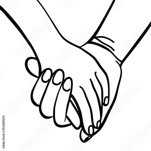 Minimalist single line art illustration of a mother and baby holding hands symbolizing love and connection