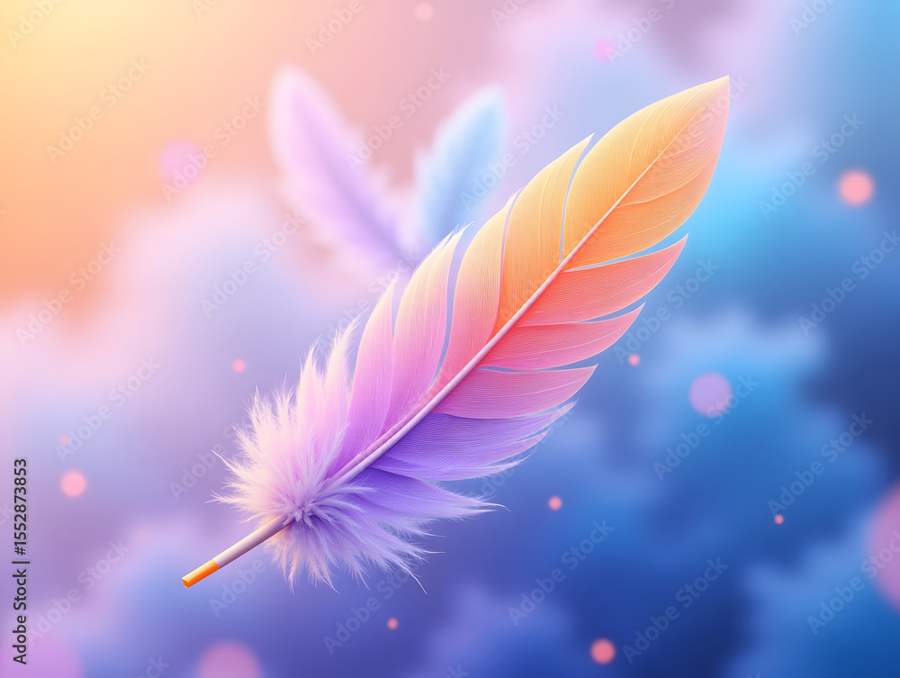 Naklejka premium Fantasy feather light and shadow background wallpaper, abstract concept KV main vision business PPT background