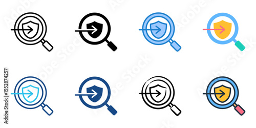 Intrusion detection icon set multiple style collection 
