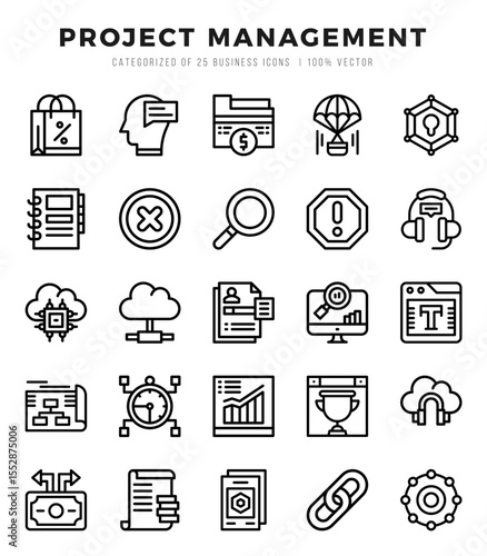 Project Management Icons bundle. Lineal style Icons. Vector illustration.