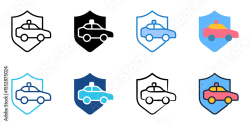 Security patrol icon set multiple style collection 
