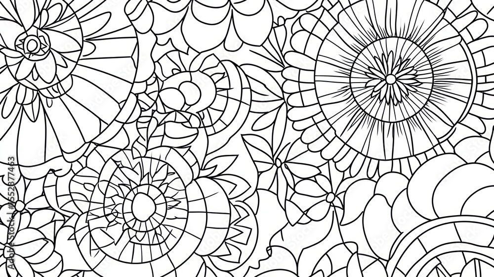 Fototapeta premium Black and White Floral Pattern Design