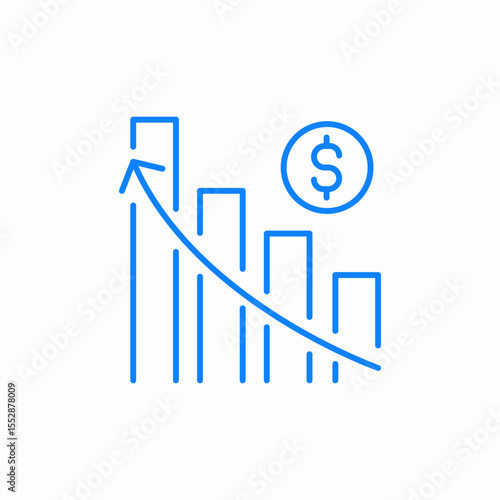 declining growth icon sign vector