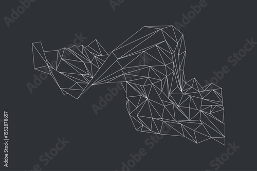 Futuristic abstract background composed of wireframe geometric objects and triangles