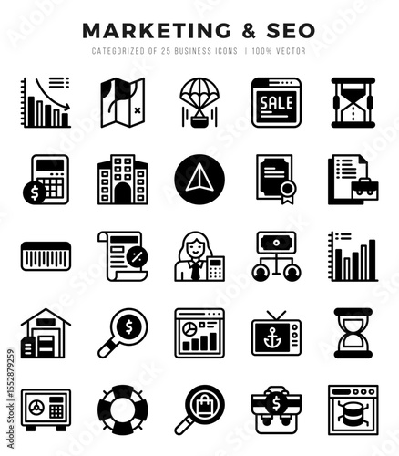 Marketing & SEO icons set for website and mobile site and apps.