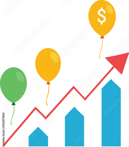 Conceptual illustration of inflation in the economics rate up and down vector art design 