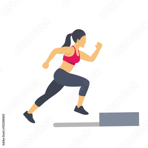 Fit young woman doing high intensity interval training vector art design 